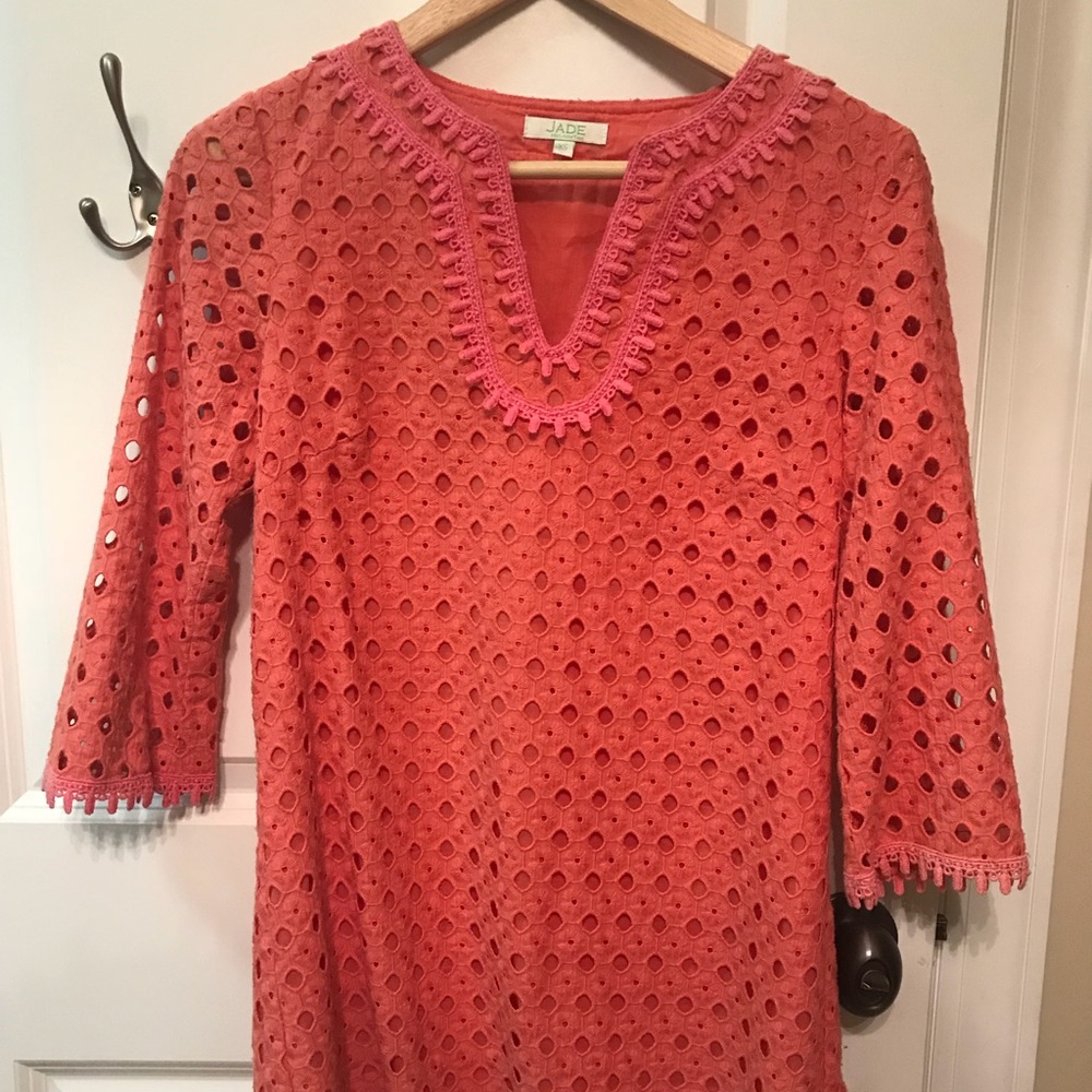 JADE Coral Eyelet Top